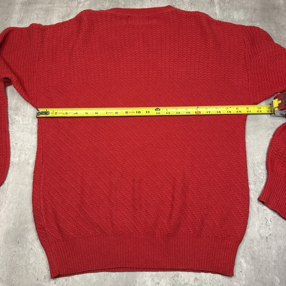 Vintage Lake Harmony Rowing Club Sweater Mens Medium Red Knit Cotton USA 90s